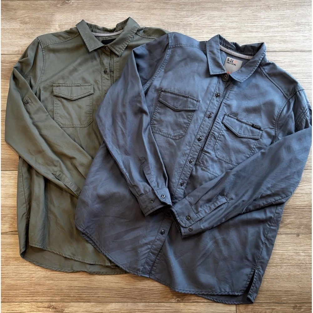 511 Tactical *Lot Of 2* Women's Button Up Long Sleeve Shirt L Tencel Lightweight